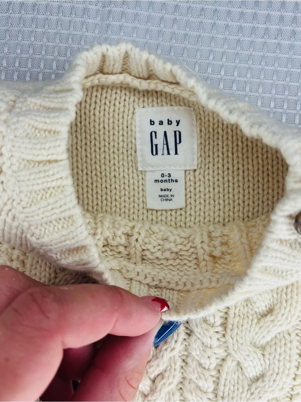 Baby Gap Knitted Cream Colored Onesie Size 0-3 Months 100% Cotton